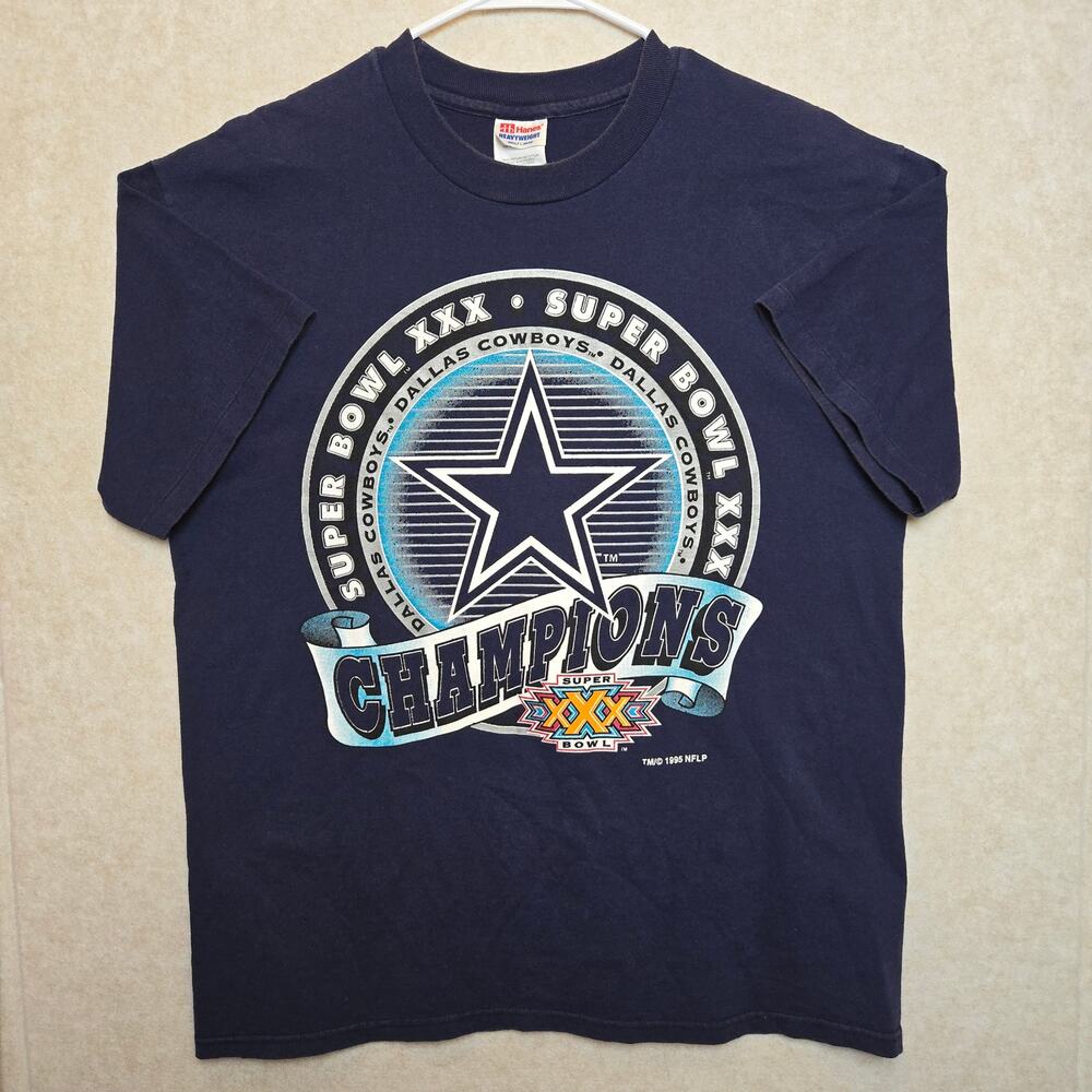 Vintage 1995 Dallas Cowboys Super Bowl XXX Champions T Shirt Large Hanes NFL